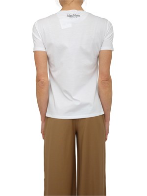 T-shirt Pontile Max Mara in cotone bianco con ricami e cristalli in DONNA