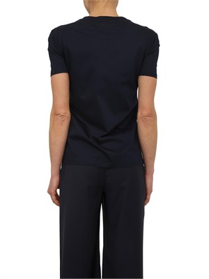 T-shirt Pontile Max Mara in cotone blu con ricami e cristalli in DONNA