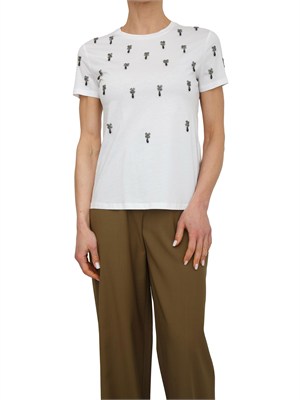 T-shirt Pontile Max Mara in cotone bianco cristalli in DONNA
