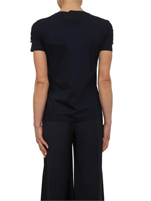 T-shirt Pontile Max Mara in cotone blu con ricami e cristalli in DONNA