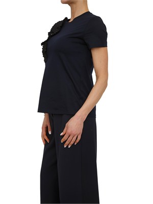 T-shirt Pontile Max Mara in cotone blu con ricami e cristalli in DONNA