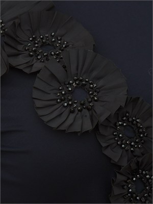 T-shirt Pontile Max Mara in cotone blu con ricami e cristalli in DONNA