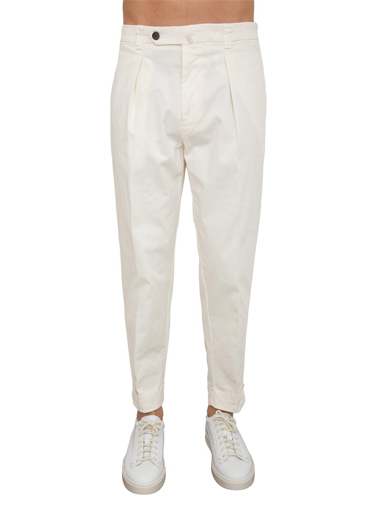 Pantaloni uomo Berwich in cotone elasticizzato avorio