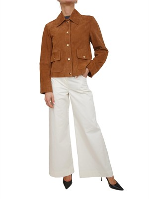 Giacca Iblcosetta di iBlues in pelle scamosciata cammello in DONNA