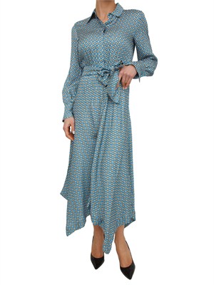 Abito lungo Iblacaici di iBlues in twill stampato azzurro a fantasia in DONNA