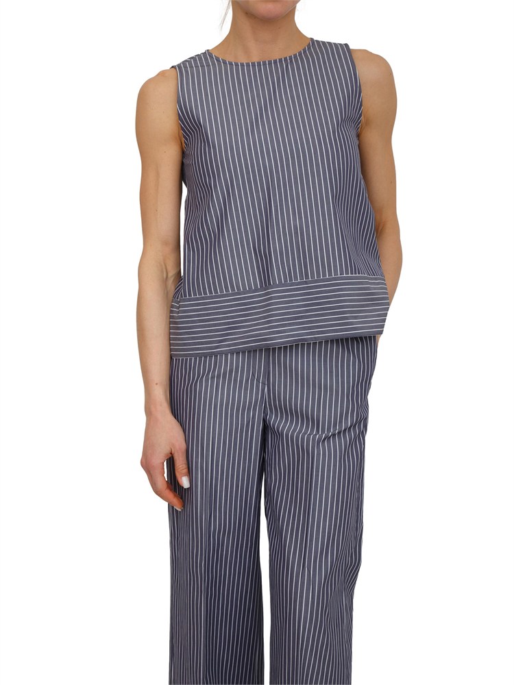 Top Iblciurma di iBlues in popeline di cotone blu