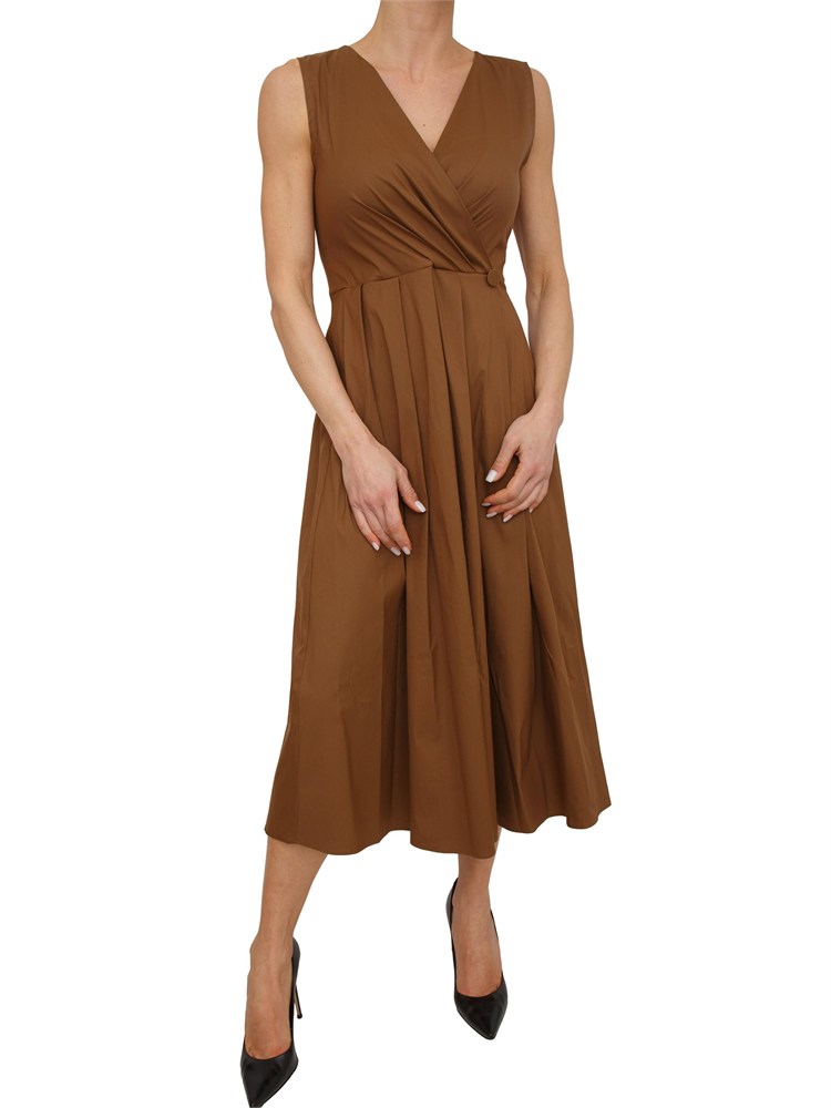 Abito smanicato Iblcasta iBlues in cotone stretch marrone