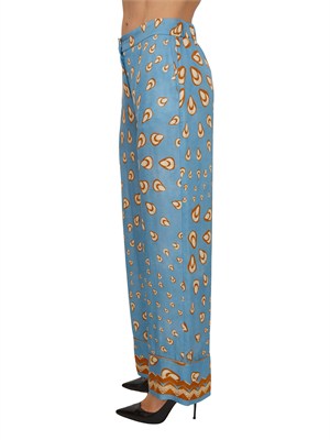 Pantaloni Iblortensia di iBlues in viscosa azzurra a fantasia in DONNA