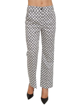 Pantaloni Emmclassi Emme Marella in raso di cotone stretch bianco fantasia in DONNA