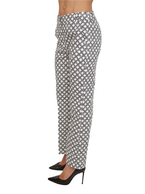 Pantaloni Emmclassi Emme Marella in raso di cotone stretch bianco fantasia in DONNA