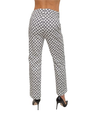 Pantaloni Emmclassi Emme Marella in raso di cotone stretch bianco fantasia in DONNA