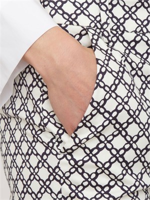 Pantaloni Emmclassi Emme Marella in raso di cotone stretch bianco fantasia in DONNA