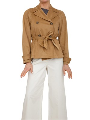 Trench corto Emmlimone di Emme Marella in tessuto effetto camoscio in DONNA