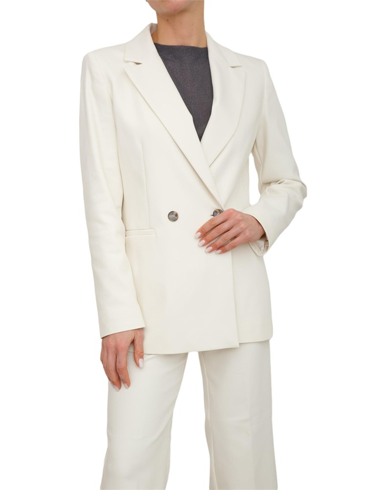 Giacca doppiopetto Emmrum1 Emme Marella in misto cotone bianco