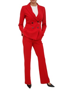 Completo giacca+pantalone Emmkaki Emme Marella in twill stretch rosso in DONNA