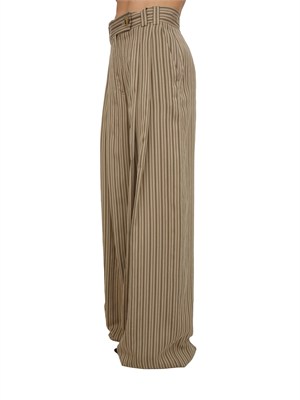 Pantalone MLLORDINE Marella in viscosa tortora a righe in DONNA