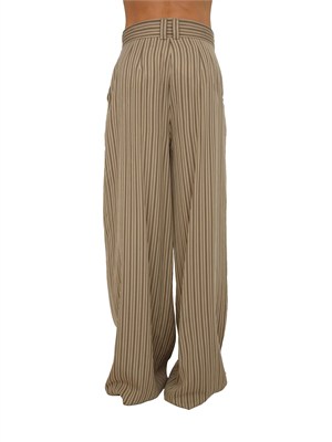Pantalone MLLORDINE Marella in viscosa tortora a righe in DONNA