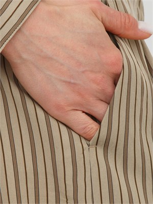 Pantalone MLLORDINE Marella in viscosa tortora a righe in DONNA