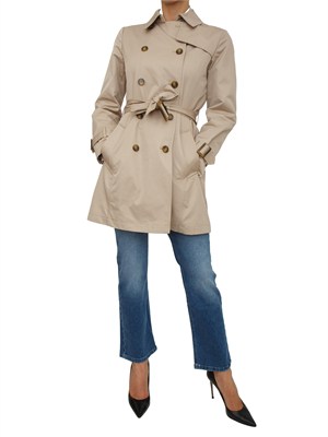 Trench doppiopetto MLLZUPPA Marella in cotone tecnico beige in DONNA