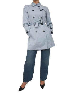 Trench doppiopetto MLLZUPPA Marella in cotone tecnico celeste in DONNA