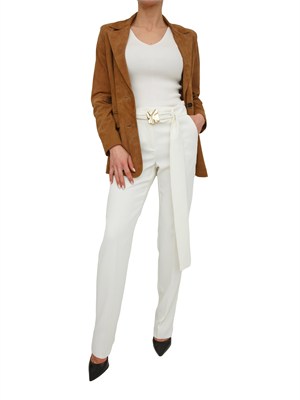 Pantaloni MLTELICA Marella in crêpe envers satin avorio in DONNA