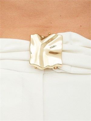 Pantaloni MLTELICA Marella in crêpe envers satin avorio in DONNA