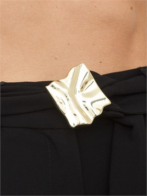 Pantaloni MLTELICA Marella in crêpe envers satin neri in DONNA