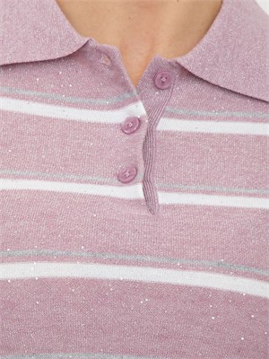 Polo maglia Emmabate di Emme Marella in lana leggera lurex lilla in DONNA