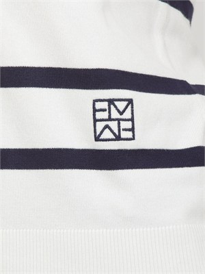 Polo maglia Emmdelfino Emme Marella in viscosa bianca e righe blu in DONNA