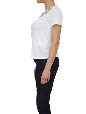 T-shirt MLSSAIO Marella in cotone bianco e cristalli in DONNA