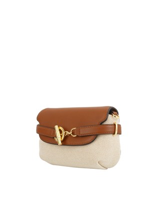 Borsetta Blake Ralph Lauren in tela beige e pelle cuoio in DONNA