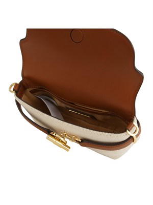 Borsetta Blake Ralph Lauren in tela beige e pelle cuoio in DONNA