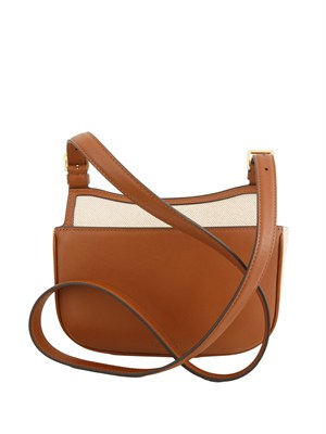 Borsa Marcy Ralph Lauren in tela di cotone beige e profili pelle cuoio in DONNA