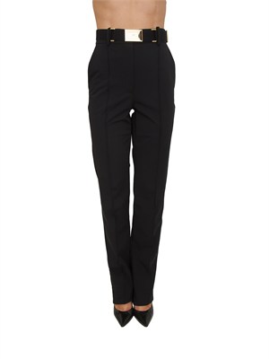Pantaloni Elisabetta Franchi in tessuto tecnico nero in DONNA