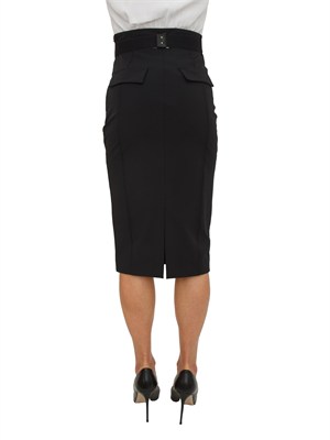 Gonna midi Elisabetta Franchi in tessuto tecnico nero in DONNA