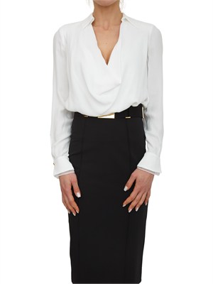 Camicia body Elisabetta Franchi in georgette di viscosa avorio in DONNA