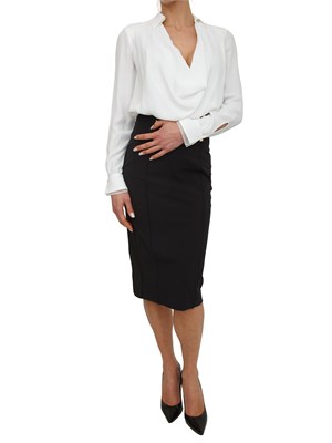 Camicia body Elisabetta Franchi in georgette di viscosa avorio in DONNA