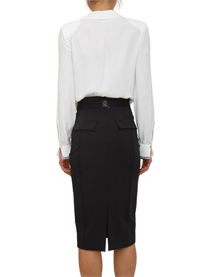 Camicia body Elisabetta Franchi in georgette di viscosa avorio in DONNA