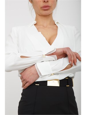 Camicia body Elisabetta Franchi in georgette di viscosa avorio in DONNA