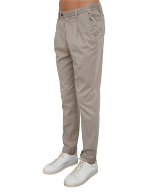 Pantaloni chino Aiace Galassi in tencel e cotone tortora in UOMO