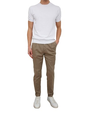 Pantaloni chino Aiace Galassi in tencel e cotone taupe in UOMO
