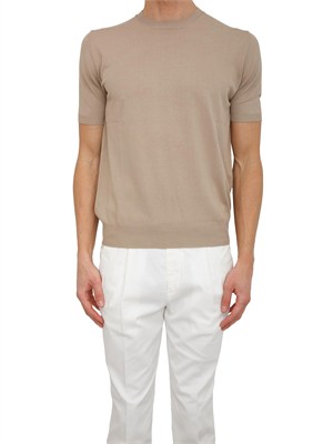T-shirt uomo Aiace Galassi in maglia di pregiato cotone beige in UOMO