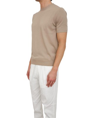 T-shirt uomo Aiace Galassi in maglia di pregiato cotone beige in UOMO