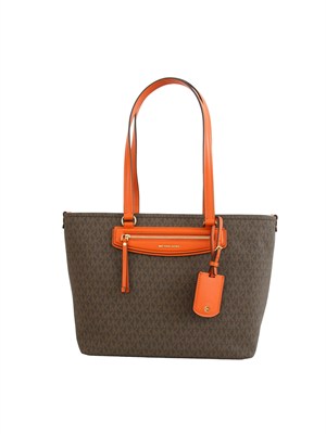 Borsa Jet Set Travel Michael Michael Kors in pelle marrone e corallo in DONNA