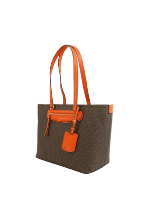 Borsa Jet Set Travel Michael Michael Kors in pelle marrone e corallo in DONNA