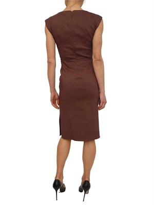 Abito longuette Alissa Pinko in misto lino e viscosa marrone in DONNA