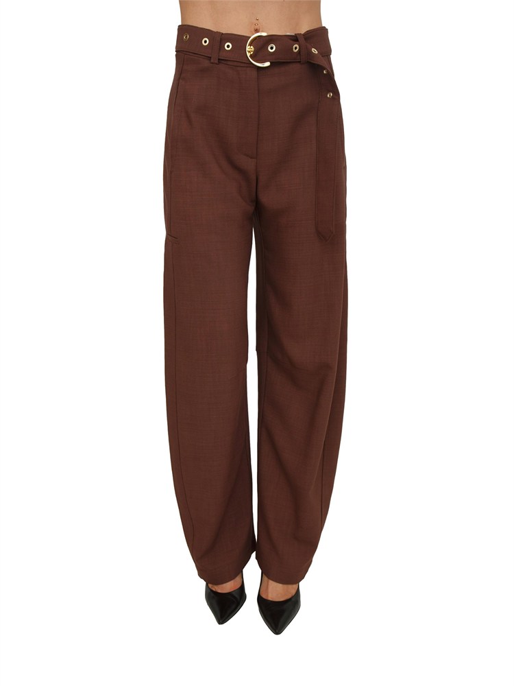 Pantaloni Lexya Pinko in tessuto panama marrone