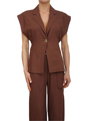 Giacca smanicata Floella Pinko in tessuto panama marrone in DONNA