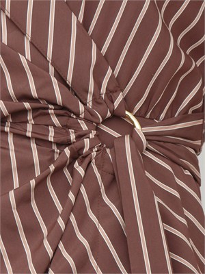 Abito Alexandra Pinko in popeline fluido marrone a righe in DONNA