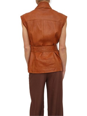 Gilet stile biker Gypsy Pinko in pelle cuoio in DONNA